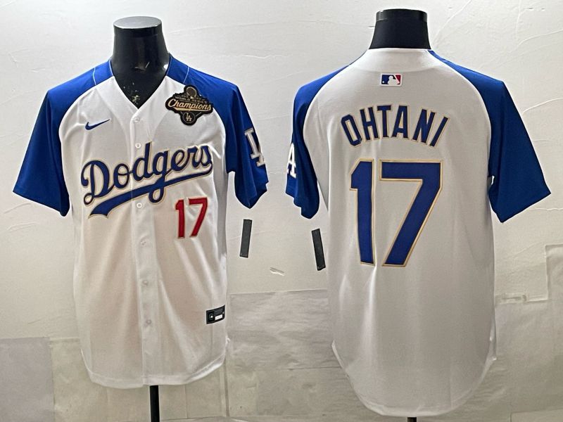 Men Los Angeles Dodgers #17 Ohtani White Gold 2026 Nike Game MLB Jersey 007